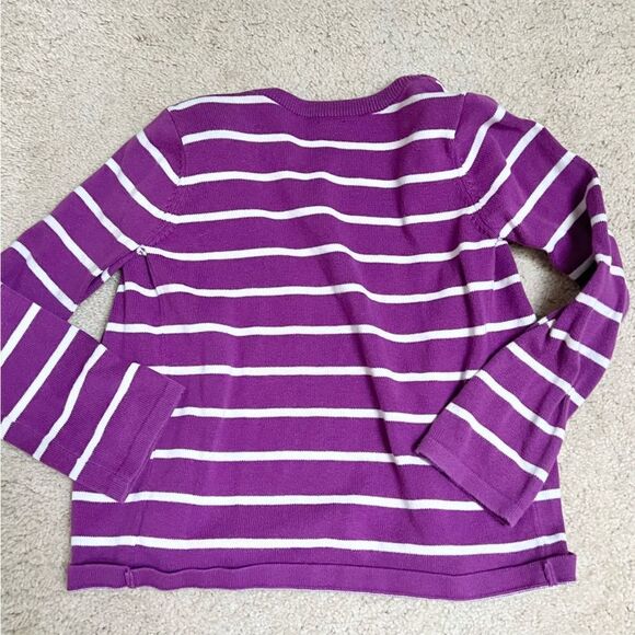 Old Navy Stripe Knit Cardigan Little Girl 5T Purple White EUC - Picture 4 of 5
